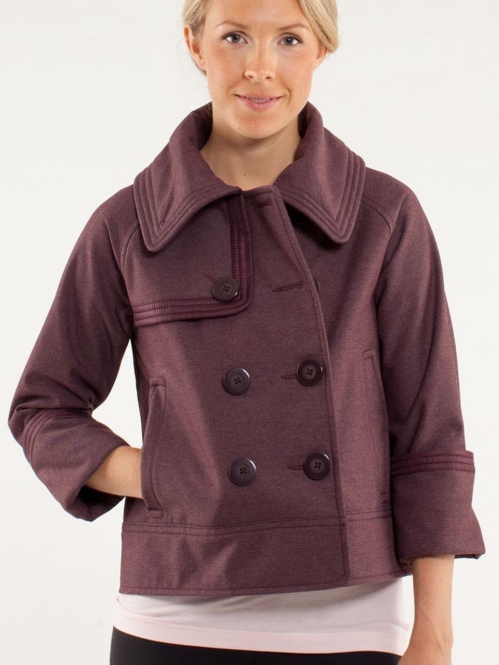 Lululemon Coco Softshell Crop Jacket Bordeaux Drama Button Casual Women’s Size 6